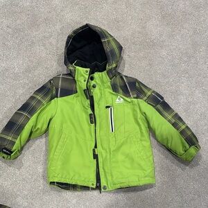 Green Plaid Hooded Winter Jacket